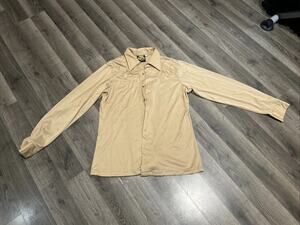 Men’s Large Platinum Beige Button Up Long Sleeve Western Embroidery Shirt